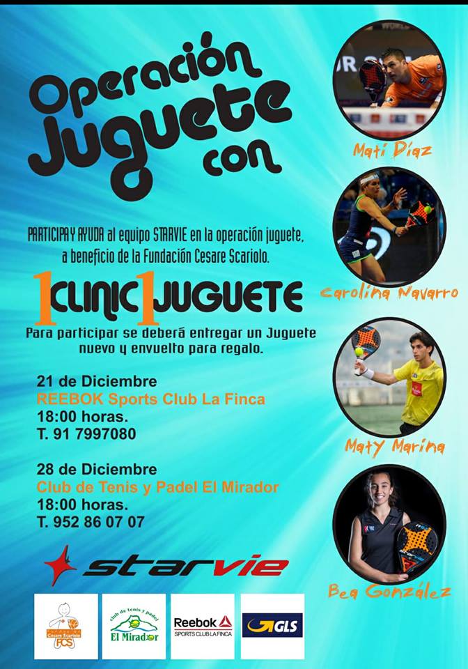 Un clinic, un juguete. Participa en la iniciativa benéfica "Operación juguete" y ayuda a recaudar juguetes para los niños ingresados en la planta de oncología del Hospital Materno-Infantil de Málaga. Toda la información aquí⬇️ <a href="/starviepadel/">StarVie Pádel</a> <a href="/FCScariolo/">Fund Cesare Scariolo</a>