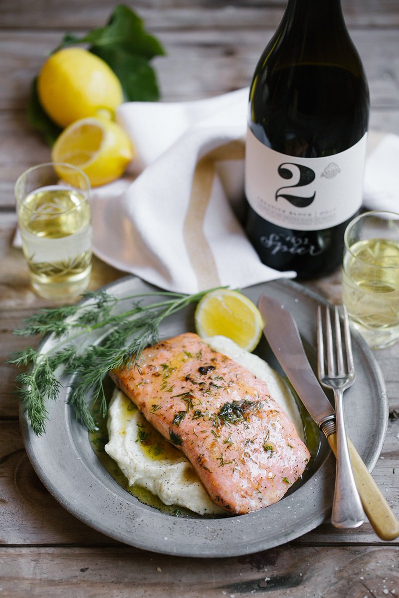 SpierWineFarm's tweet photo. [RECIPE] Update your dinner party repertoire: pan-fried salmon on cauliflower puree. https://t.co/yFZsaGLFIh #spiercreativeblock 🍽 https://t.co/dqNgQCQ3z8