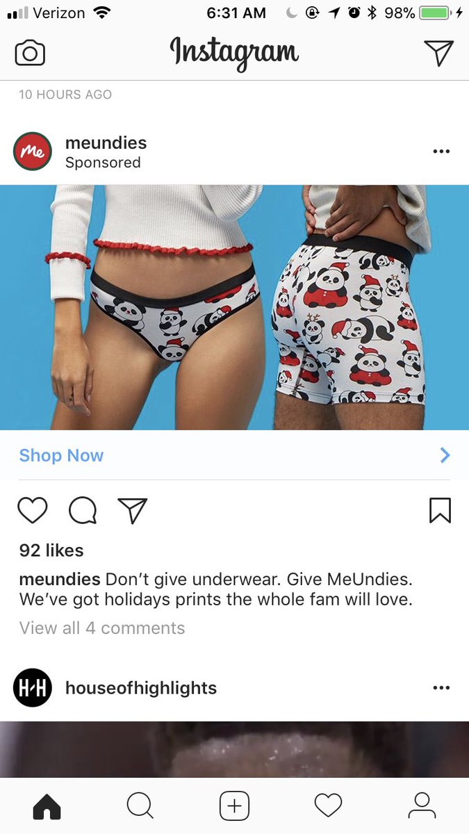 allykeirn's tweet photo. When you like posts about Pandas and others with the hashtag #pandocommandos you get Instagram ads for panda undies.🐼🤷🏼♀️I blame you @MikeRichard603 https://t.co/fSohWteFxw