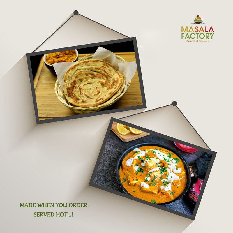 MasalaFactory's tweet image. The food at #MasalaFactory has the freshness of love and spices! Not serving pre-cooked food reheated for you, we are making it, as and when you tell us!
#LachhaParatha #PaneerMakhanwala #ServedHot #Aroma