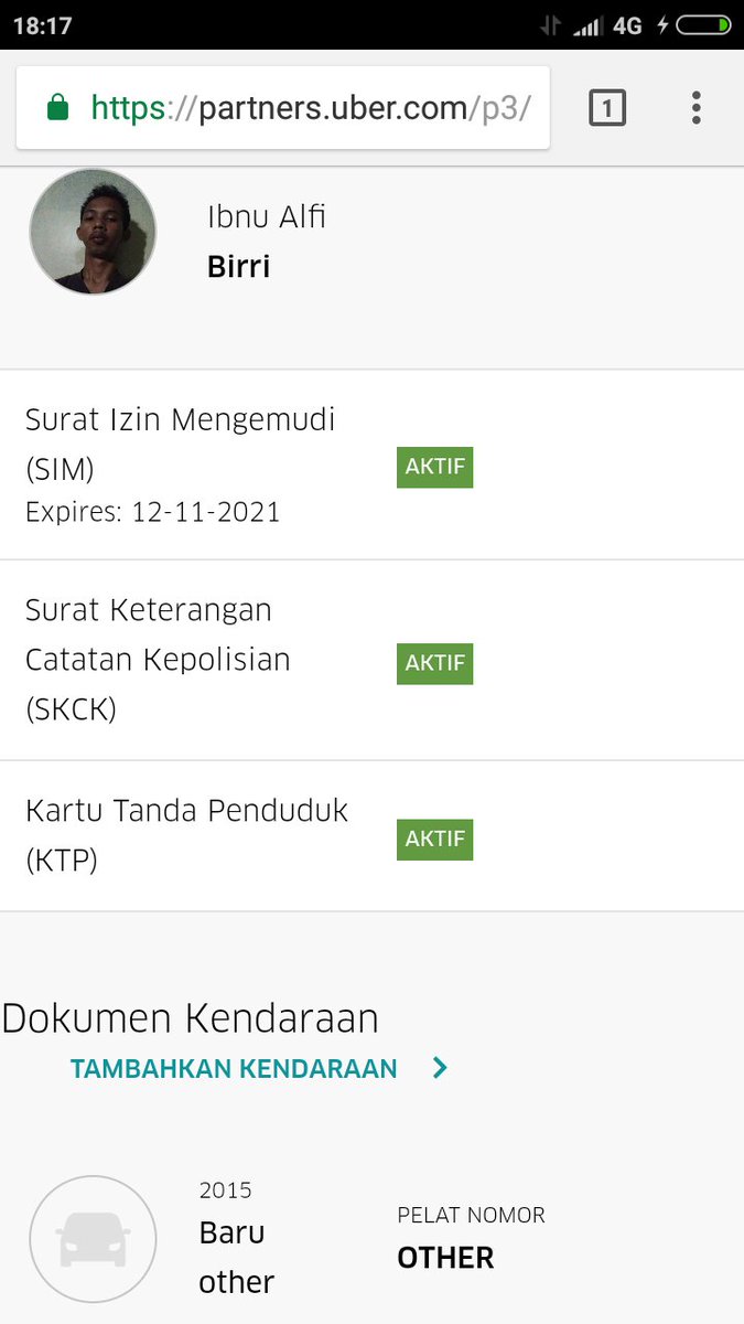 ibnu_alfi1's tweet photo. @Uber_IDN Sudah lengkap tapi kok belum aktif? https://t.co/FOnTJGNfbu