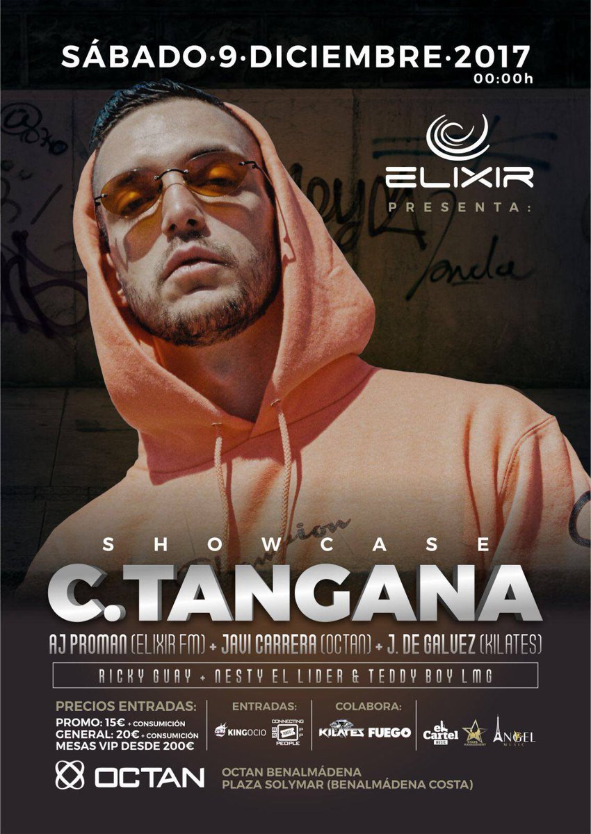 entradasclick's tweet photo. Este sábado en #OctanBenalmadena disfruta de C. Tangana de la mano de #ElixirFM
Entradas disponibles desde 20€ con 1 copa
✖️Reservados VIP desde 200€ - SOLD OUT (Disponibilidad en el 633 100 963)
Entradas AQUI: https://t.co/fGDG6oLLnm
+info y Reservados: 633 100 963 https://t.co/KCp2uRGrSi
