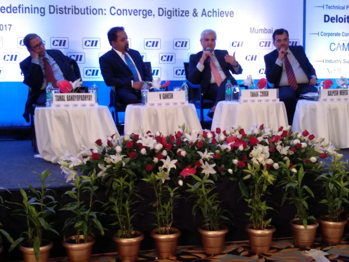 CIIEvents's tweet photo. Panel Discussion on "Regulatory Challenges & Reforms" with @TamalBandyo, Advider, Strategy, @bandhanbank_in; Mr V Ganesh, CEO, @KarvyCPULtd; Mr Tarun Chugh, MD and CEO, @BajajAllianzLIC; Mr Kalpesh Mehta, Leader_ Financial Services, @DeloitteIndia #FinancialDistribution https://t.co/AL1g3FLTmR