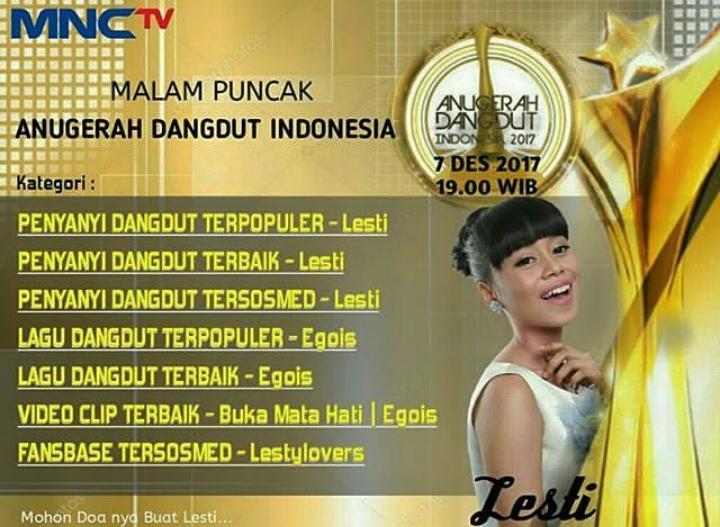 Semoga dapat piala yah de <a href="/Lesti_Jenong_DA/">Lestykejora</a>  aminnn
#BISSMILLAHLESTIADI2017MNCTV