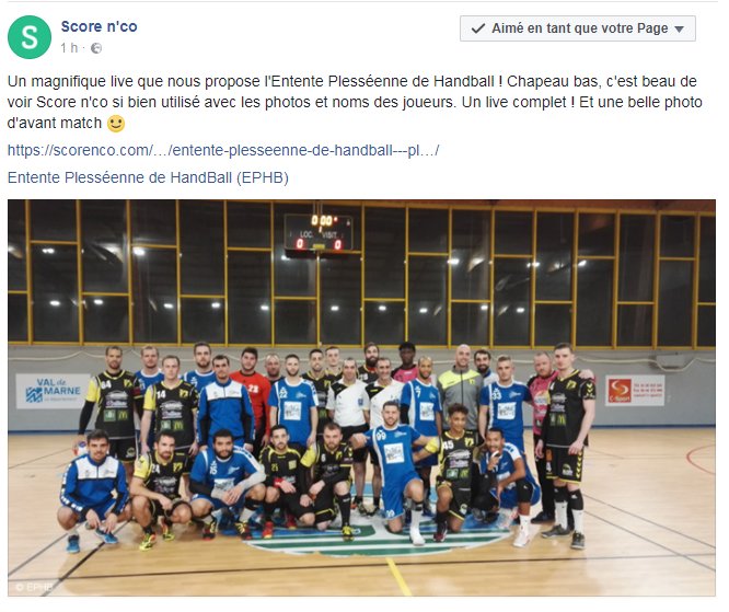 EPHB_'s tweet photo. .@Score_nco met en avant notre dernier live de l'équipe première face à Plaisir. Un énorme merci pour les compliments ! On vous retourne les remerciements d'avoir créer cette application qui fait vibrer nos supporters un peu partout en France :) #handball #EPHB https://t.co/4OM8NrOsLo