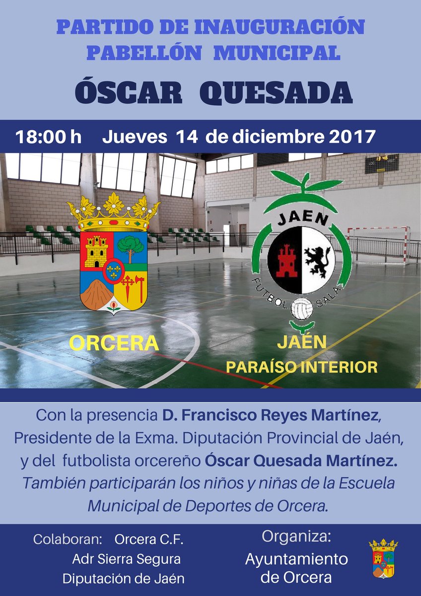 DeporteOrcera's tweet photo. No os perdáis este acto de inauguración y el espectacular partido. El próximo jueves 14 por la tarde en Orcera. Os esperamos! 
Más información en https://t.co/CLimEjgXgq https://t.co/RhkDXERVdc