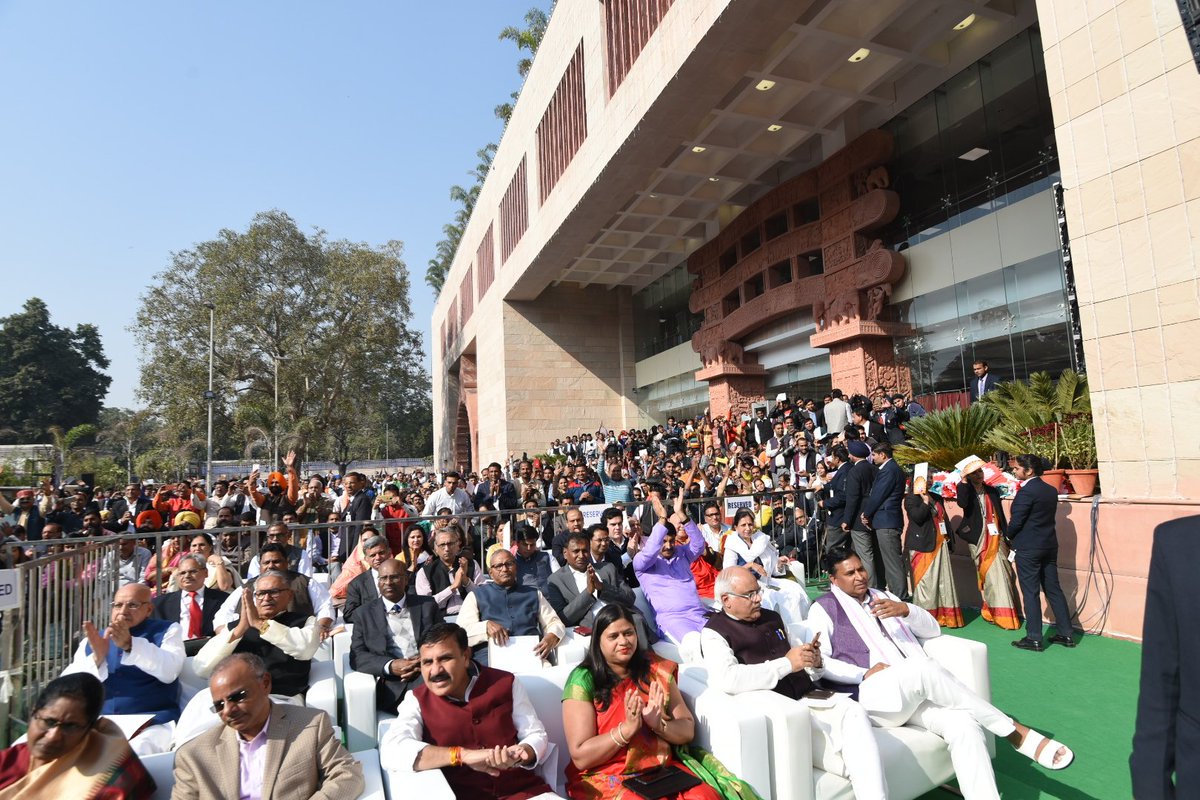 narendramodi's tweet photo. Amid chants of ‘Jai Bhim’ and ‘Dr. Babasaheb Ambedkar Amar Rahe’, the state of the art Dr. Ambedkar International Centre was inaugurated. This was a moment of great joy for me. Sharing my speech on the occasion. https://t.co/Vl7IbRSfwO https://t.co/qLLxCeogdK