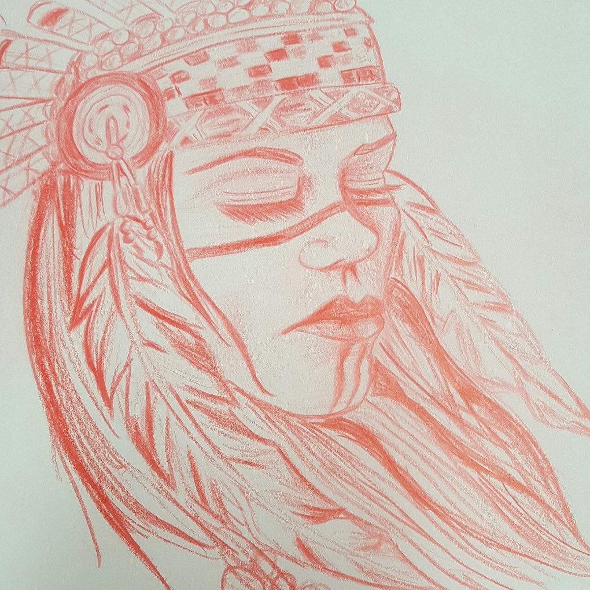 Howlart On Twitter All Red Sketch Of An Indian Girl