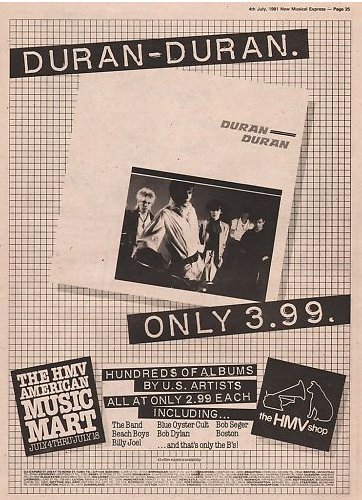 Duran Duran Tbt With Duranduran Very Cool Hmv Advert For The First Album Did You Collect Band Advertisements In Newspapers Mags Trades T Co Kitrcoburj