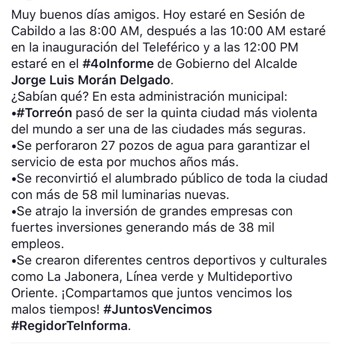 jarmendarizrr's tweet photo. Muy buenos días, compartamos que juntos vencimos los malos tiempos #JuntosVencimos #RegidorTeInforma. https://t.co/bwDrN4Bwi6