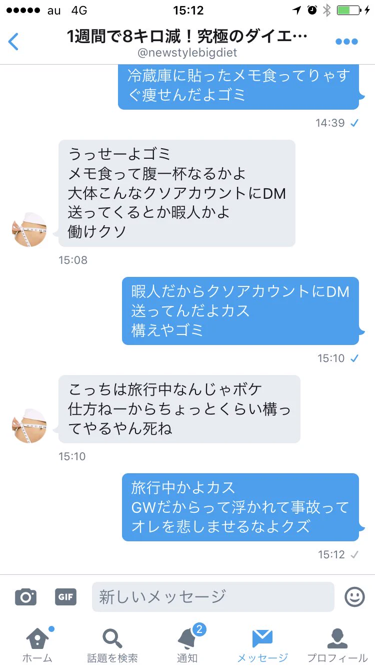 ダイエット相談をしたはずなのに？ｗｗｗなぜか言い争いに発展し、最後は友達になったツイートｗｗｗ