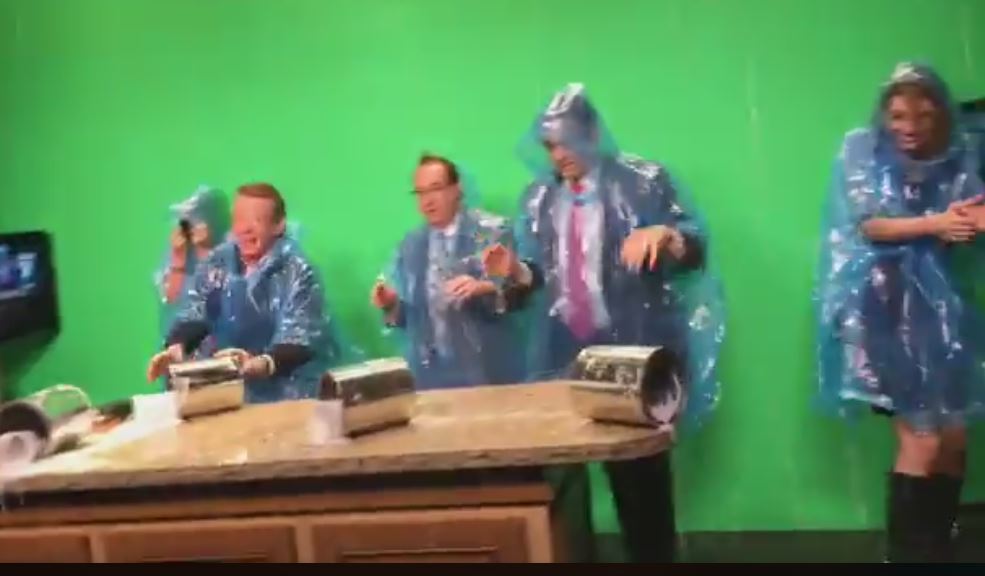9NEWS's tweet image. Things got messy today.  Ponchos and safety glasses not optional: on9news.tv/2zY9wum #9NewsMornings #ScienceGuy