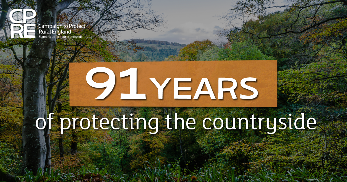 CPRE's tweet image. It's our 91st birthday today! 🎂🎉

That's 91 years of campaigning for a beautiful and living countryside and working to ensure the countryside is protected for now and future generations.