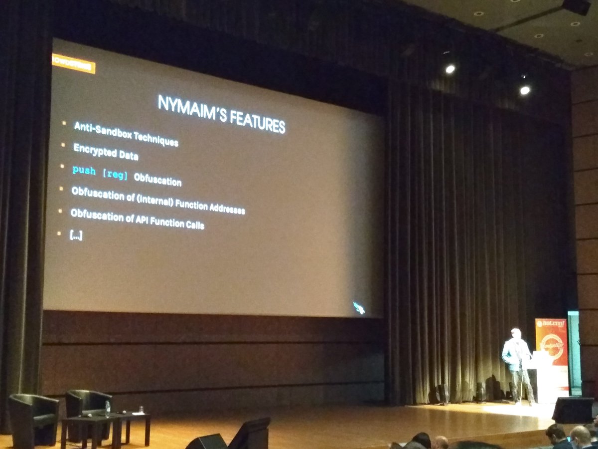 EternalToDo's tweet photo. Yet another Nymaim talk by Sebastian Eschweiler at #Botconf, time for the people not knowing assembly to leave the room xDD #Botconf2017 #malware https://t.co/7hdF5tR4aV
