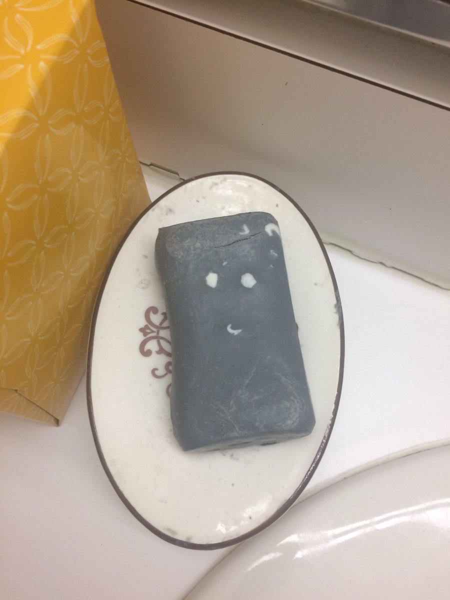 KLWare's tweet image. Just realized the soap that @Court_Brubaker made me is smiling at me.