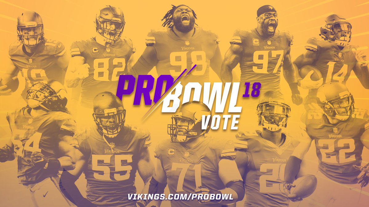 Vikings's tweet image. RT to send your favorite #Vikings to the Pro Bowl

#ProBowlVote
@EversonGriffen
@HarriSmith22 
@athielen19 
@stefondiggs 
@KyleRudolph82
@AnthonyBarr
@EricKendricks54
@XavierRhodes29_ 
Linval Joseph
Riley Reiff