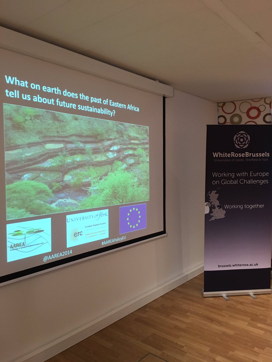 We're all set up for our event with <a href="/aarea2014/">AAREA Project</a> exploring: "what on earth does the past of Eastern Africa tell us about the future of sustainability?" #AAREAPolicyEU #sustainability