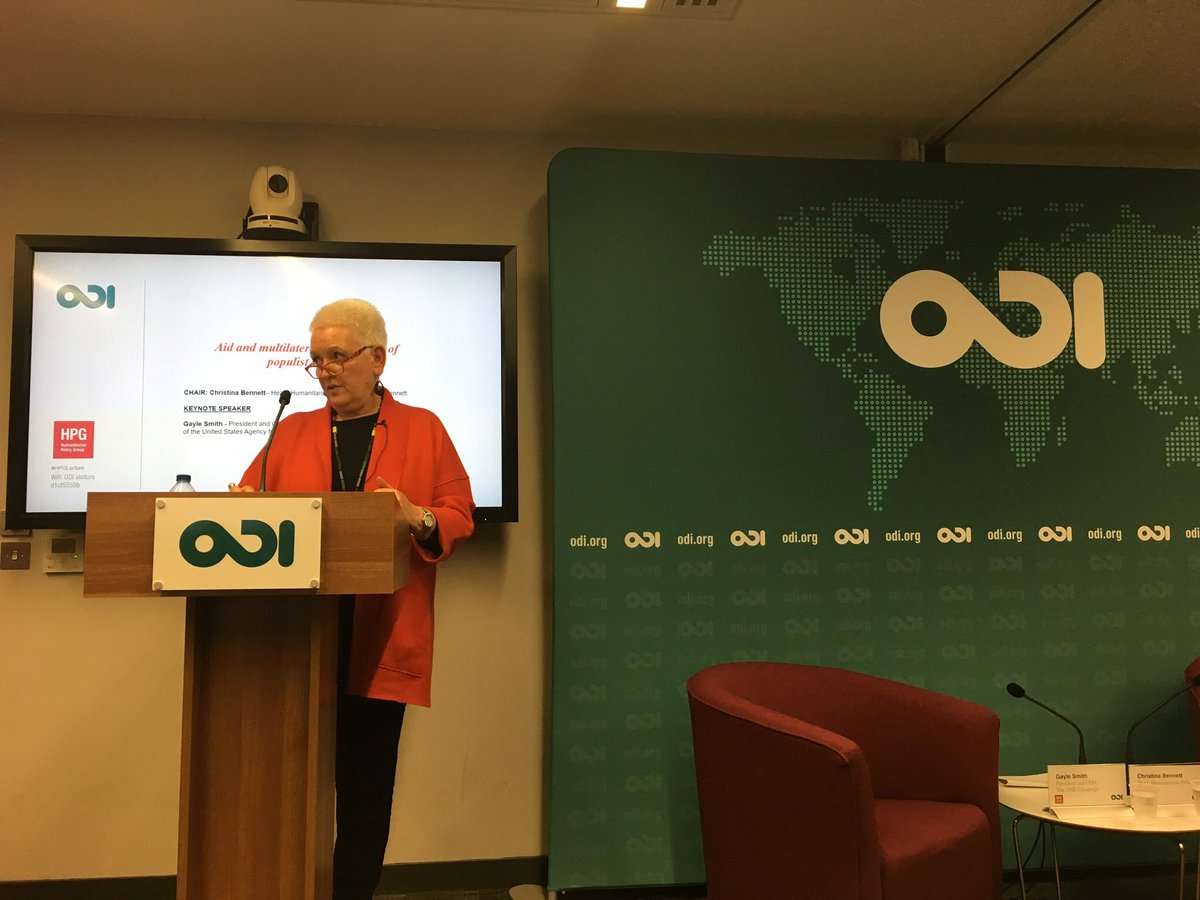 4 Keys to a humanitarian activist movement 1) Be angry, but attack policies not motives 2) reward leaders for investing 3) keep score - track who is delivering, who is violating 4) reach out to a broader group <a href="/GayleSmith/">Gayle Smith</a> #HPGLecture <a href="/ODIdev/">ODI</a>