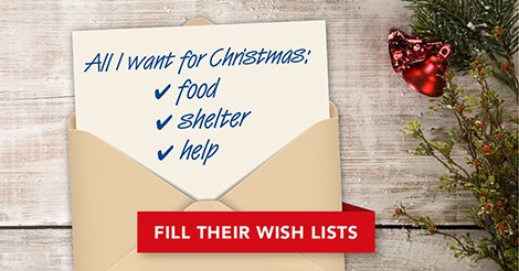 Here’s a Christmas wish list you can help with: food, shelter, help. Give today and share your blessings with men &amp;  women at the Mission. [bit.ly/2B0iZow]