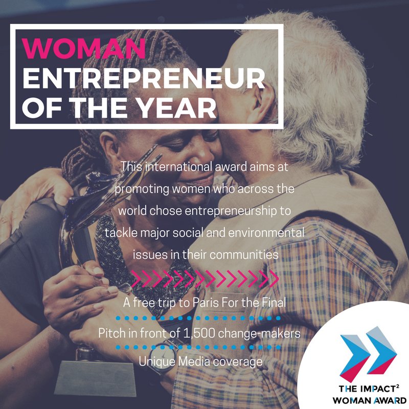 1 month left to apply to the #Woman #Entrepreneur of the Year Award! You're solving a major #social or #environmental challenge? Apply before Jan. 7, 2018! #Impact2WomanAward bit.ly/2z9iuof