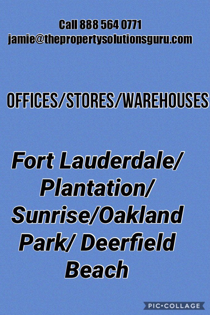 thePSGfl's tweet image. NEED AN OFFICE/WAREHOUSE/STORE IN S FLORIDA?
CALL 888 564 0771 TODAY!
The PSG have spaces that are vacant and need to be filled before 2018!
#soflo #commercialeasing #warehouselease #storelease #officelease #smb #fortlauderdale #sunrise #plantation #deerfieldbeach #oaklandpark