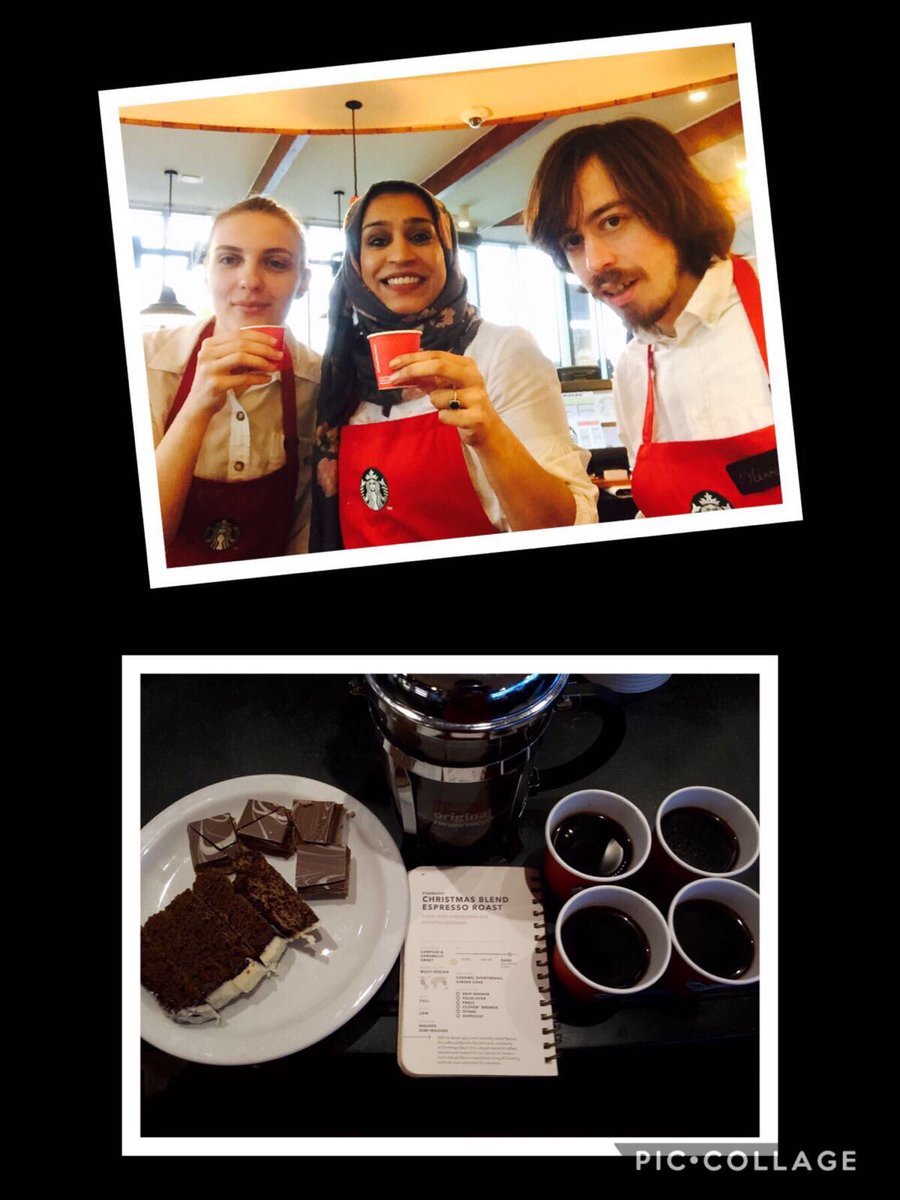 starbucks_luton's tweet photo. The partners trying the Christmas espresso blend coffee you can have at home 🏠☕️😮#tobeapartner #CheerForGood #coffeetime -#espresso #delicious #starbucks #barista #baristalife @MakeLunch https://t.co/Wj7PGgK6vm