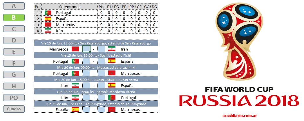 Excel Diario (@exceldiario) on Twitter photo #RUSIA2018 - Fixture excel editable y gratis!  Descargalo de exceldiario.com.ar/2017/12/fixtur… - GRUPO B #Portugal #España #Marruecos #Irán #RUSIA2018 - Fixture excel editable y gratis!  Descargalo de exceldiario.com.ar/2017/12/fixtur… - GRUPO B #Portugal #España #Marruecos #Irán