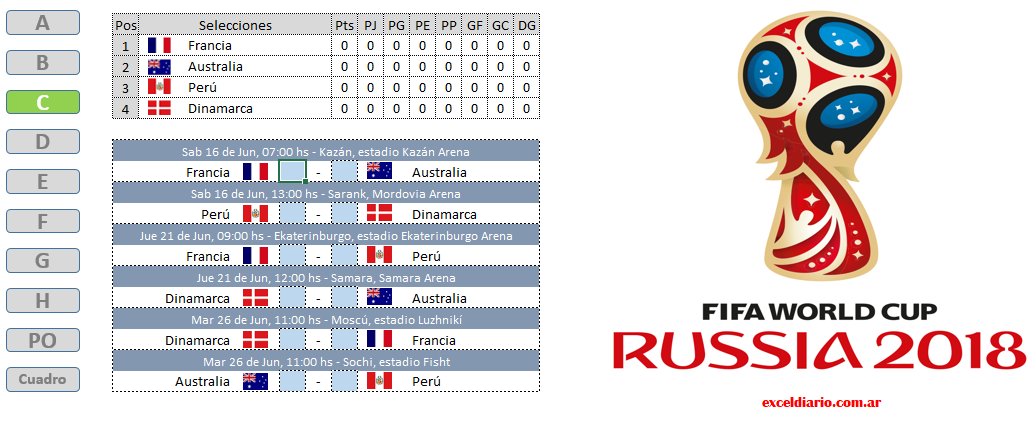 Excel Diario (@exceldiario) on Twitter photo #RUSIA2018 - Fixture excel editable y gratis!  Descargalo de exceldiario.com.ar/2017/12/fixtur… - GRUPO C #Francia #Australia #Perú #Dinamarca #RUSIA2018 - Fixture excel editable y gratis!  Descargalo de exceldiario.com.ar/2017/12/fixtur… - GRUPO C #Francia #Australia #Perú #Dinamarca