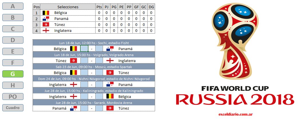 Excel Diario (@exceldiario) on Twitter photo #RUSIA2018 - Fixture excel editable y gratis!  Descargalo de exceldiario.com.ar/2017/12/fixtur… - GRUPO G #Bélgica #Panamá #Túnez #Inglaterra #RUSIA2018 - Fixture excel editable y gratis!  Descargalo de exceldiario.com.ar/2017/12/fixtur… - GRUPO G #Bélgica #Panamá #Túnez #Inglaterra