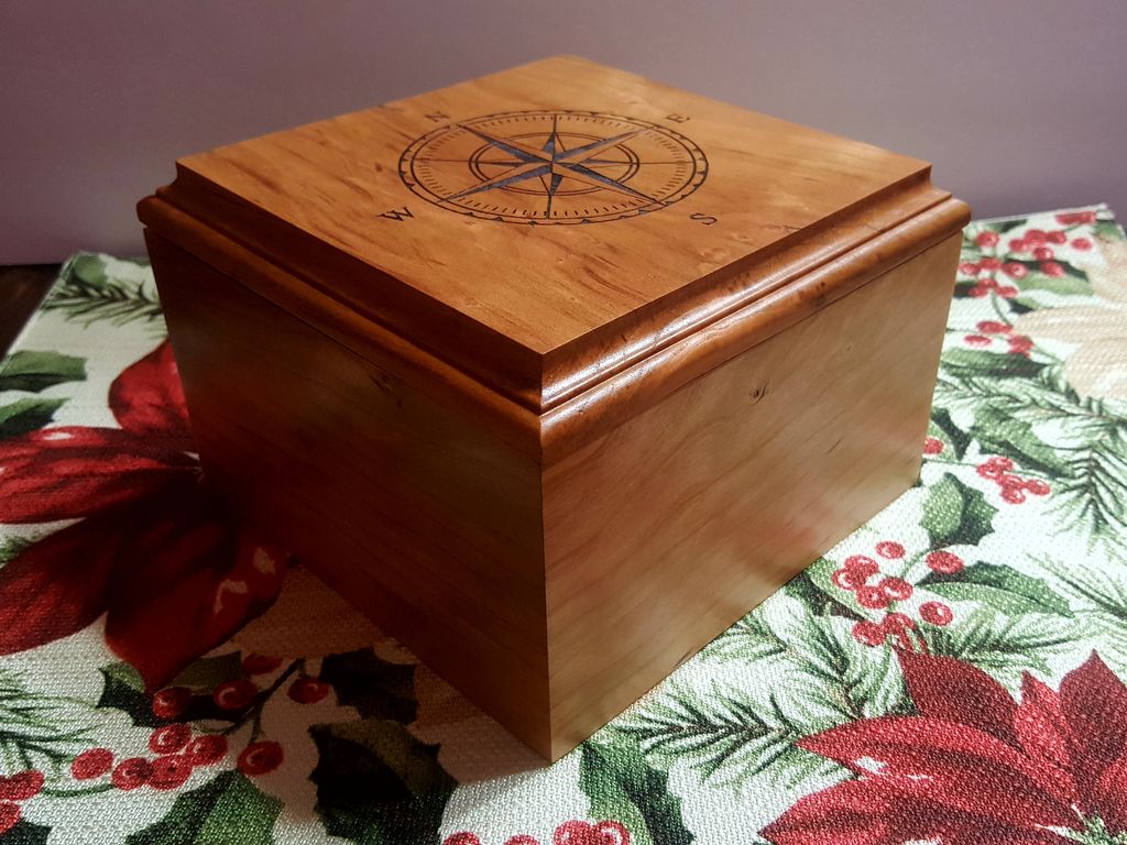 SSquaredCrafts's tweet image. This is the first box.  There are two others just like it.  This one is made from solid cherry wood and a maple wood bottom featuring a compass rose on top and Proverbs 3:5-6 scripture under the lid.

#crafts #woodworking