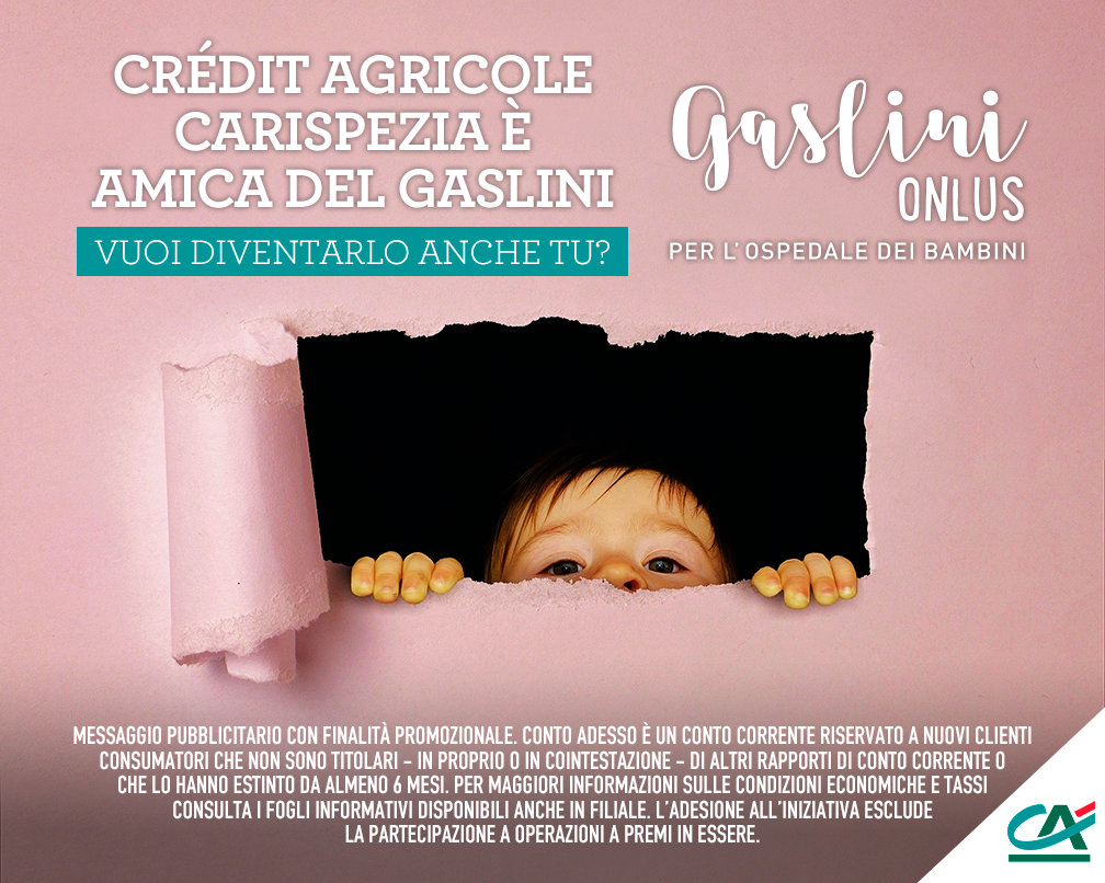 CA_Ita's tweet photo. Sostieni con noi chi si prende cura dei bambini: se apri #ContoAdesso online, devolveremo €150 all’Associazione #GasliniOnlus a tuo nome, qualsiasi sia l’importo che verserai sul conto. Scopri di più: https://t.co/esjsGdhx4t https://t.co/lLDZDd7mlb