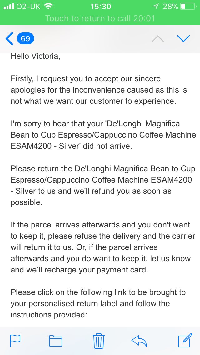 torlindley's tweet photo. @AmazonUK you have admitted that my package was lost in transit and I’m due a refund, but only when I return the item. This is  RIDICULOUS! https://t.co/KVbDj5HWdg