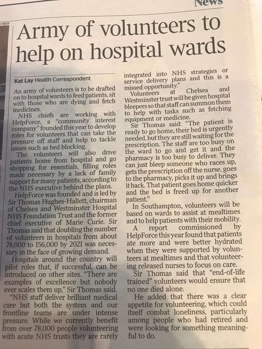 SirTomHH's tweet photo. #HelpForce#volunteers More great coverage of the terrific opportunity that HelpForce brings to hard pressed wonderful NHS staff#RVS https://t.co/W9Amybj3L1