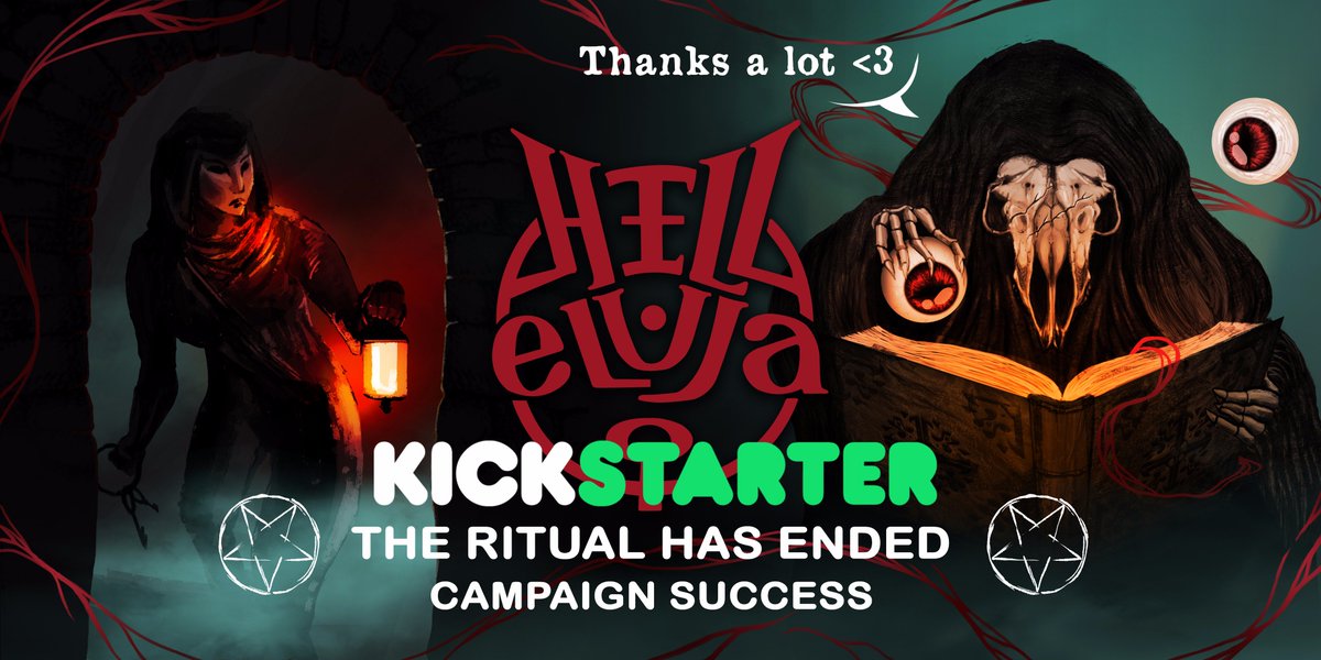 hell_eluja's tweet photo. Dear Evil Summoners,
A week ago the Hell Eluja Kickstarter ritual came to an end. We are very happy to announce that the campaign has been successful !
(*read about our experience in the comments*)

#VR #indiedev #SwissGames #gamedev #VirtualReality https://t.co/NNAUCU6kmv