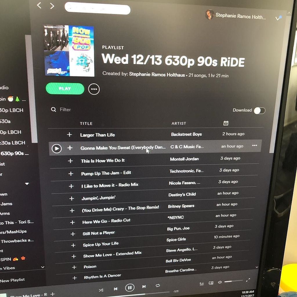 ImStephRamos's tweet photo. How in the heck am I gonna cut down this playlist ๐ Weโre riding into T H E 9 0 s Wednesday at 6:30pm @tandemcycle LONG BRANCH! Book that bike people. Epic night. Snap bracelets and neon welcome. #90sparty #90sgirl #themeride #spinclass #boutiquecycling https://t.co/jwmzw7xnRN https://t.co/NxQaDeuRKM