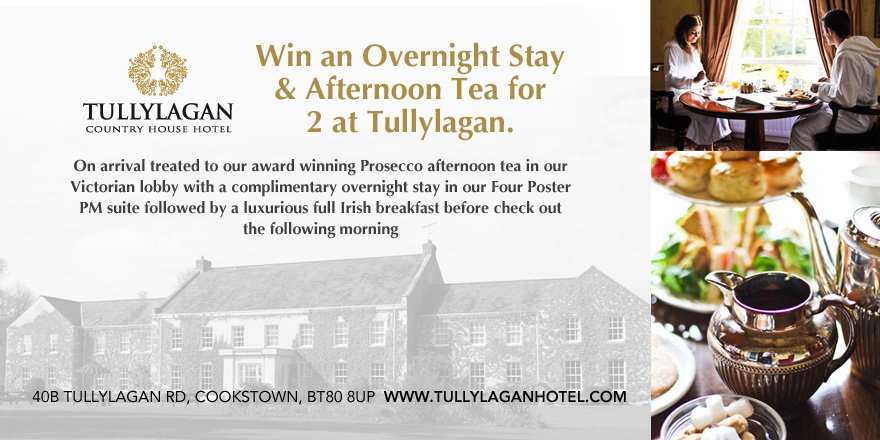 Enter tonight's Overnight Stay at the lovely <a href="/TullylaganHotel/">Tullylagan Hotel</a> giveaway. Copy and paste #Belfasthour #TullylaganHotel into your tweets.
