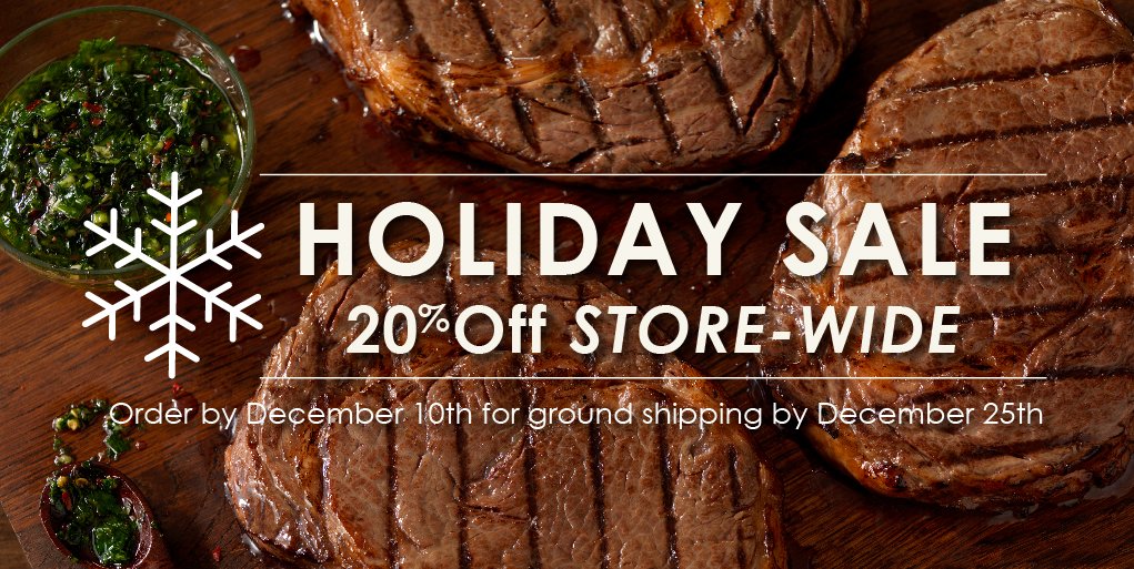 Who doesn't love a good steak? Just in time for the holidays! 20% Off Store-wide. #Premium #steak #gifts