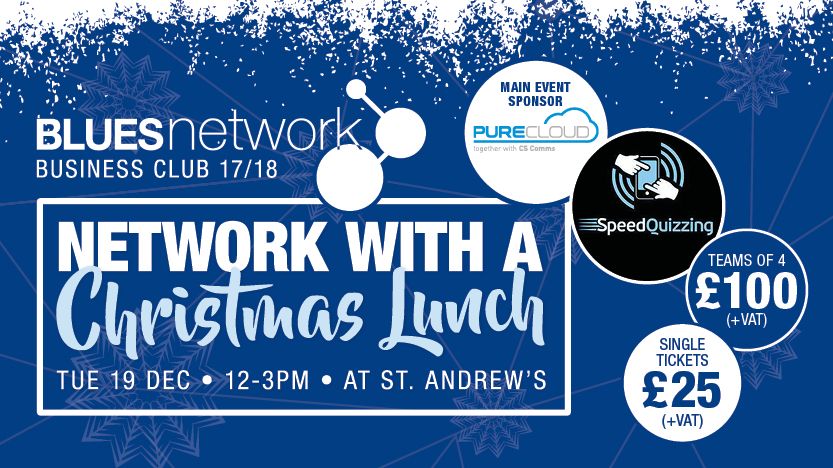 🚨 Blues Network Business Club Christmas Lunch and Quiz!

Put your knowledge to the test this festive season with your friends and other guests with our speed quiz, whilst networking with partners, clients and local businesses.

👉 socsi.in/F07py #BCFC