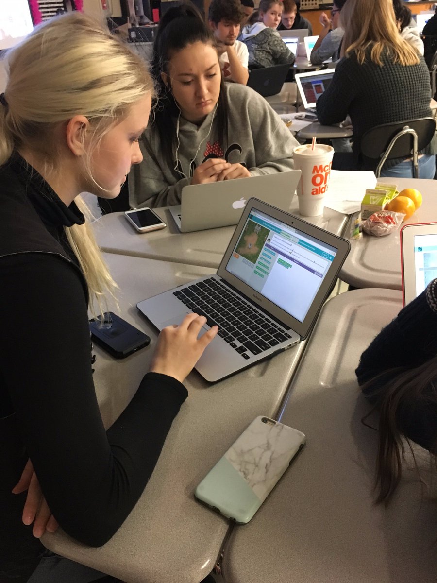 JennEngelken's tweet image. So many students participating in Hour of Code™ at the Academies at JHS right now that we are crashing the internet! #computersciencerocks #caneclassroom #languageofthefuture #jpscanes17