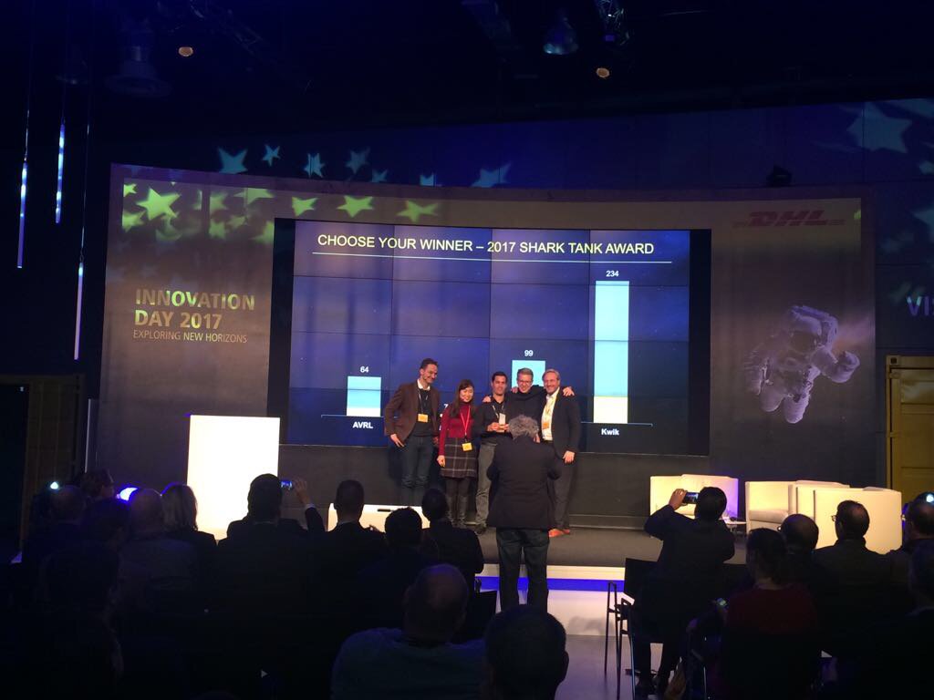DeutschePostDHL's tweet photo. 🎉🎉🎉Congratulations to our "Shark Tank Award" Winner @kwik_me from Israel.  #DHLInnovation. https://t.co/nrRAJi4vmA