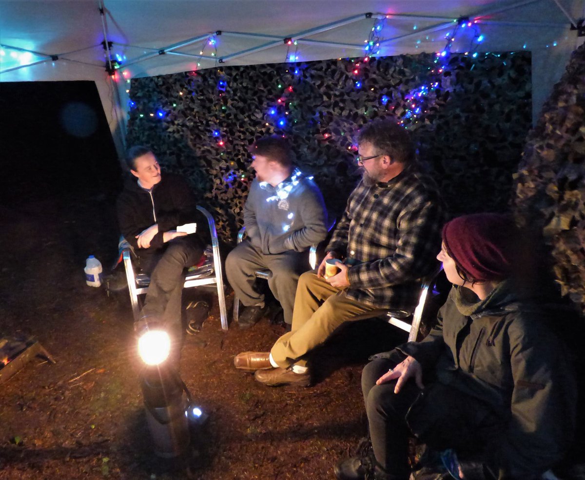 FriendsMerlinWD's tweet photo. An Evening with Jonathan and Fionn Angus ,cosy undercover despite the rain #MerlinWoods #Galway #NaturalDecember https://t.co/C3XSTyd4Ls