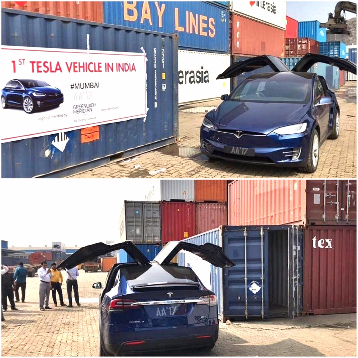 pbkpbk49's tweet photo. Finally landed in Mumbai - JNPT. Imported Privately & Owned by a Mumbai Enthusiast.
#TESLA #MODEL_X https://t.co/zNoWihR018