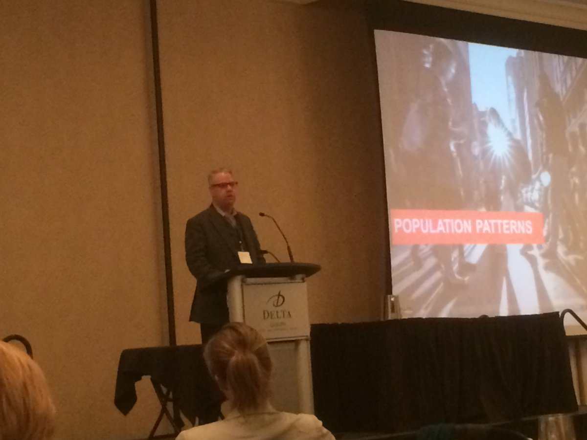 PeggyBrekveld's tweet photo. #DarrellBricker, talking about #TheNewCanada. Is agriculture ready? Amazing speaker! #AACAGM @adaptcouncil @OntarioFarms #ontag https://t.co/yW9XmT2vSN