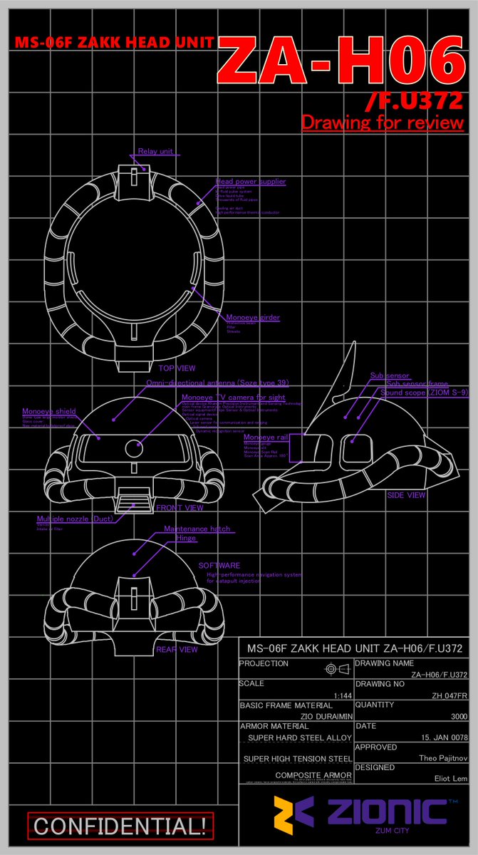 サワヒカ理論93号 On Twitter Ms 06ザクの頭部4面図です スマホ壁紙用 作図ミス ジオンインダストリースタンダード Zis 規格に則って描いてるからなので 問題 ないです 大ぼら 英語ミス これジオン語ですよ 大ぼら 非商業用途であれば好きに使って