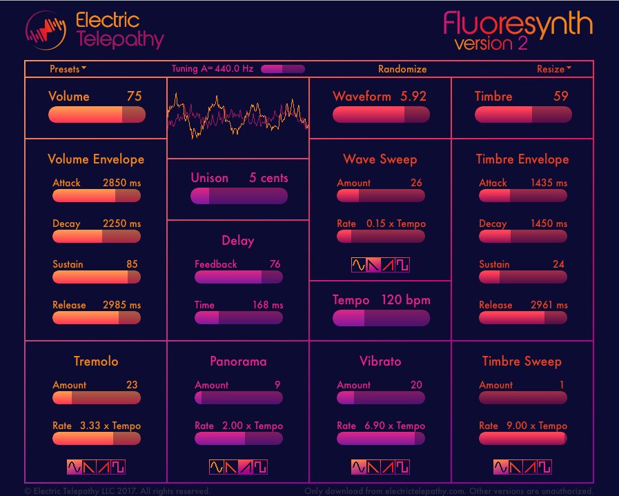 ElecTelepathy's tweet photo. Coming soon... Fluoresynth 2! Free lifetime updates - get Fluoresynth 1 now and upgrade for free https://t.co/KXjSmWnsy1 #musicmaking #synthesizer #edm #idm #recording #musicproduction #electronicmusic #musicalinstruments #synthesis #vst #au #vsti #aui https://t.co/bcxWSFAGL9