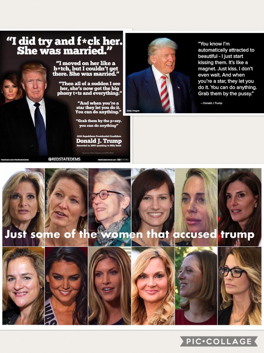 Rene_gadeCowboy's tweet photo. I think if @alfranken #AlFrankenResign is forced to resign..Trump must also resign. Here is the man holding the highest office in the US who admitted to sexual assault. Don’t force the one to resign without the other going as well. #TrumpResignFirst don’t be hypocrites https://t.co/xMXS42uFEt