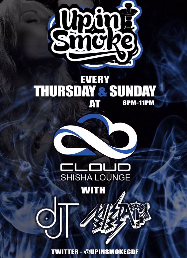 TariqDJT's tweet image. Back on the Decks at @CloudShishaCDF Tonight for @UpInSmokeCDF 8PM-11PM

R&amp;amp;B / HipHop / Dancehall / Asian‼️💨💨💨💨