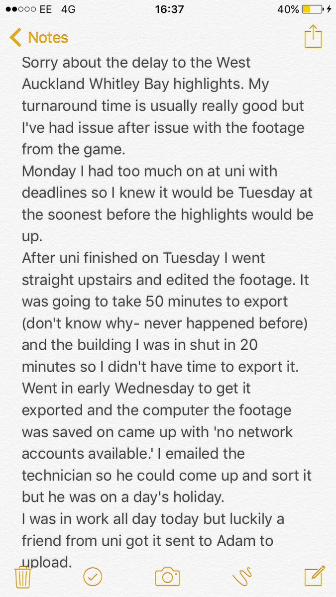 WBFC_TV's tweet photo. SORRY! ⚽️
Quick description behind the big delay on Saturday's highlights. 
Really sorry about the delay!
Back to a good uploading schedule for monday! 👌🏻

Cheers, @jakethejourno
#htb #wbfctv https://t.co/jAw9eAGwvy
