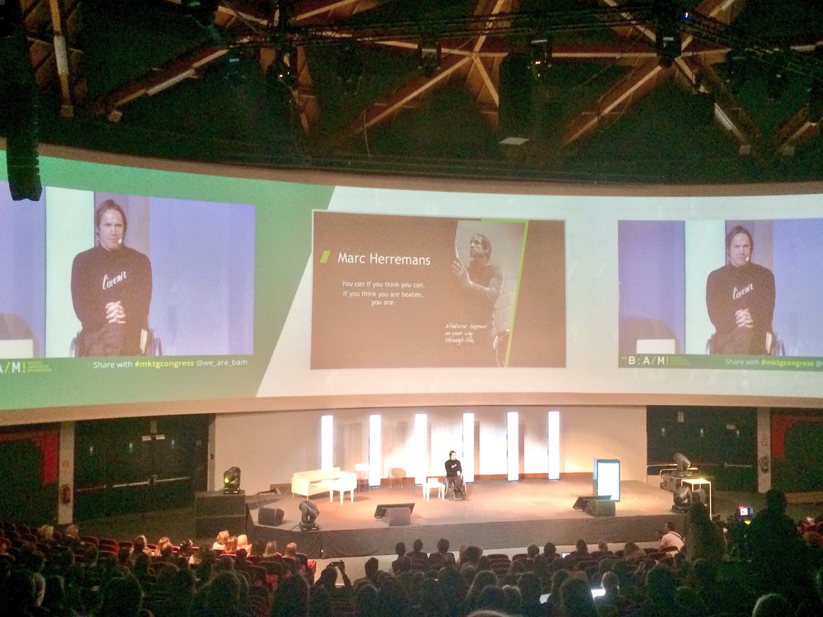 elbouchke's tweet photo. Marc Herremans at #mktgcongress @we_are_BAM #NeverGiveUp #Inspiring https://t.co/Dq0jAtI8hr