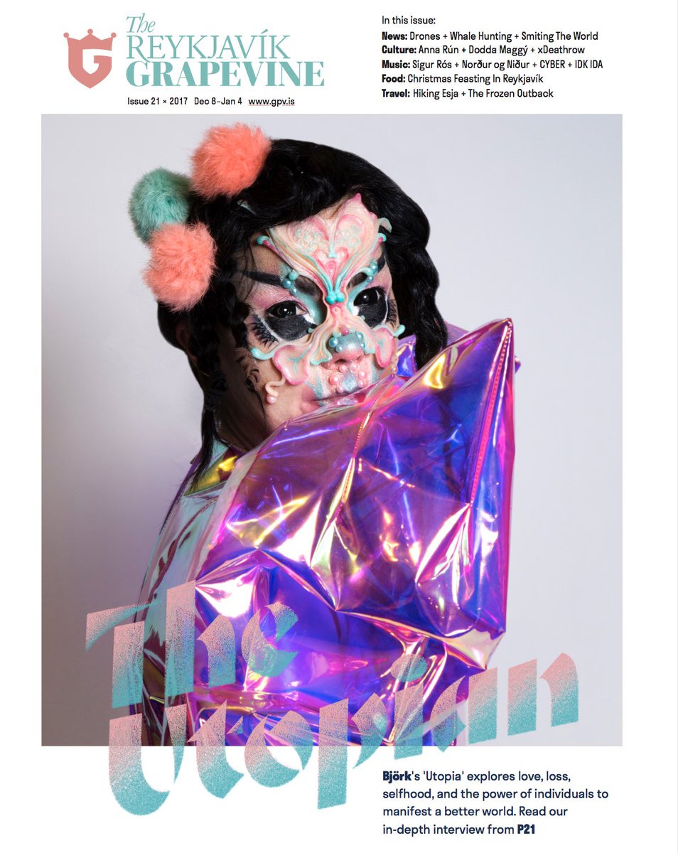 Who’s ready for our Christmas issue? Cover star: @Bjork, plus @SigurRos interviewed on #NordurOgNidur, #IcelandSmites, <a href="/hormonar/">Hórmónar</a>, Christmas menus, winter travels, and all the news, music, culture and travel you need. Read the feature story at gpv.is/bjork17.